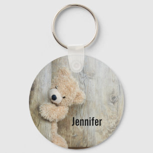 Porte-clés Ours Cute Stuffé Mur Rustique En Bois