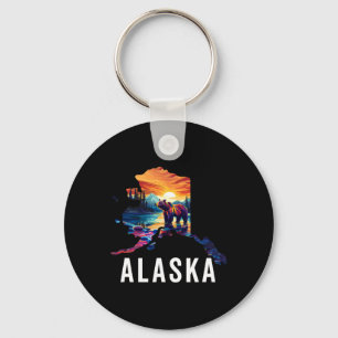 Porte-clés Ours d'Alaska Animal Carte d'Alaska Souvenirs Vaca