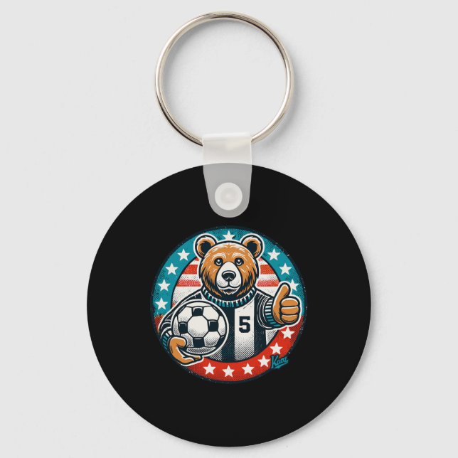 Porte-clés Ours de football pouce levé style de drapeau améri (Recto)