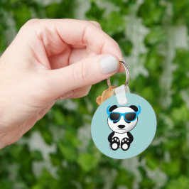 Porte-clés Ours de panda cool et mignon avec lunettes de sole