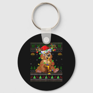 Porte-clés Ours Doux moche Lumières Noël Ours de Chapeau de P