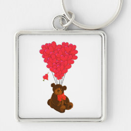 Porte-clés Ours en peluche et ballons cardiaques