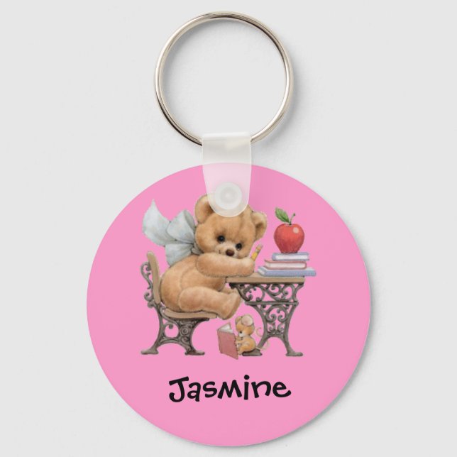 Porte-clés Ours en peluche mignon Nom personnalisé Cadeau (Recto)