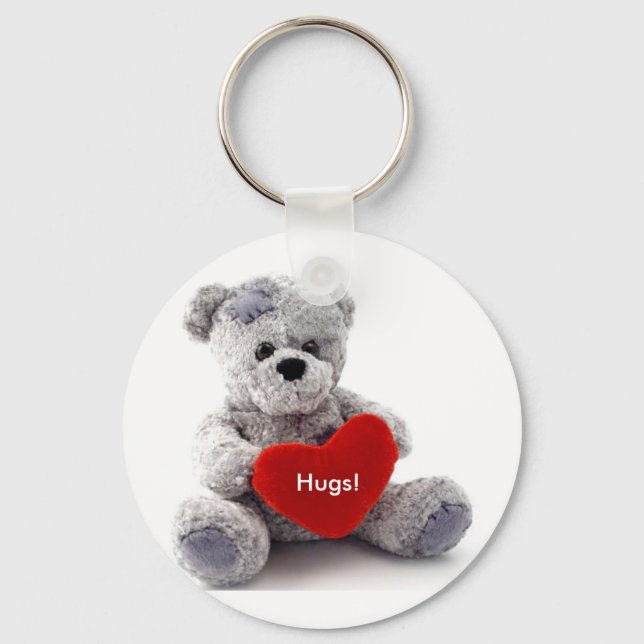 Porte-clés Ours Gris Au Coeur (Recto)