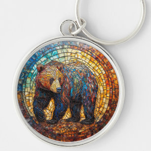 Porte-clés Ours Grizzly dans un design artistique