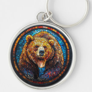 Porte-clés Ours grizzly dans un design artistique