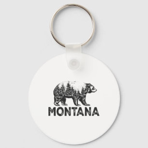 Porte-clés Ours Grizzly Retro Montana Nature Randonnée Campin