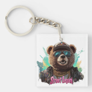 Porte-clés Ours légendaire de rue - Graphisme cool