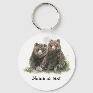 Porte-clés Ours mignons d'aquarelle personnalisés