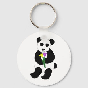 Porte-clés Ours Panda avec Tulipes