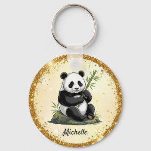 Porte-clés Ours Panda Mignon Personnalisé Bambou Végétalien O