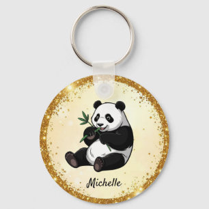 Porte-clés Ours Panda Mignon Personnalisé Bambou Végétalien O