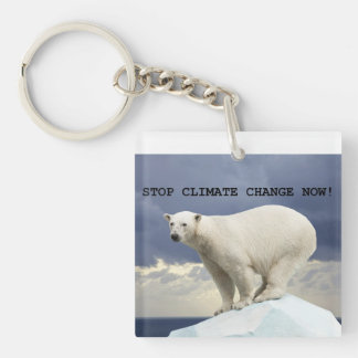 Porte-clés Ours Polaire Arrêtez le changement climatique main