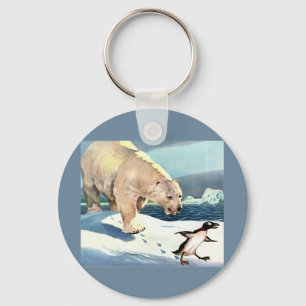 Porte-clés Ours polaire et pingouin des années 1940