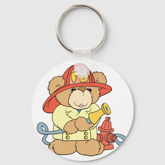 Porte-clés Ours pompier mignon (Recto)