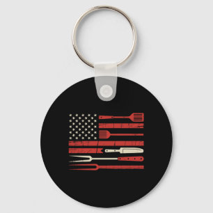 Porte-clés Outils de barbecue patriotiques Graphique du drape