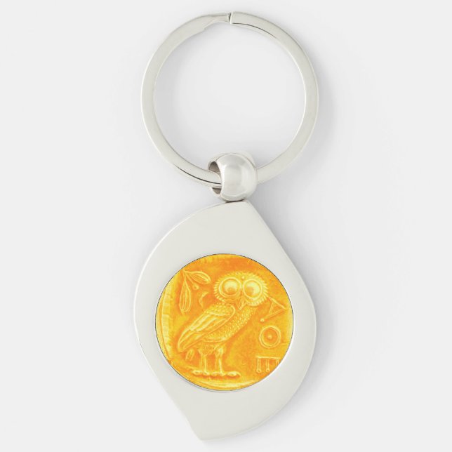 Porte-clés OWL ANTIQUE, Jaune or (Devant)