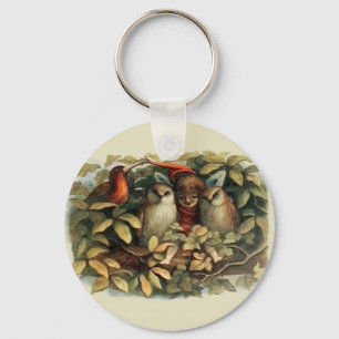 Porte-clés Owls and Elf Fairies Nature Rich Illustration