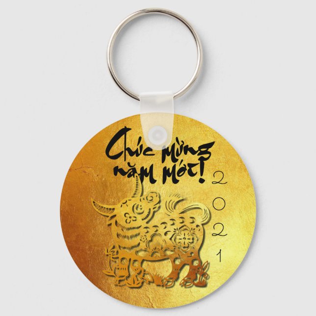 Porte-clés Ox Année personnalisée Y Salutation en Vietnamien  (Recto)