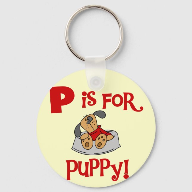 Porte-clés P est pour des T-shirts et des cadeaux de chiot (Recto)