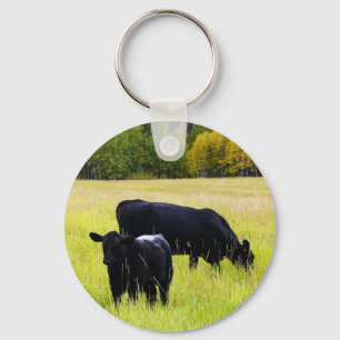 Porte-clés Paire Angus noir en champ