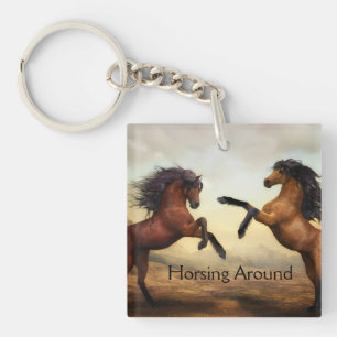 Porte-clés paire de chevaux sauvages 