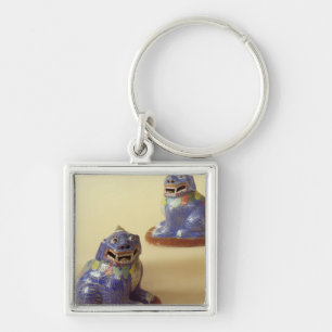 Porte-clés Paires de chiens chinois de cloisonne, XVIIIème