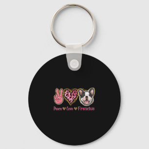Porte-clés Paix Amour Frenchie Fun Chien Maman Fête des Mères