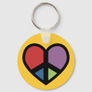 Porte-clés Paix Connexion dans une chaîne de coeur