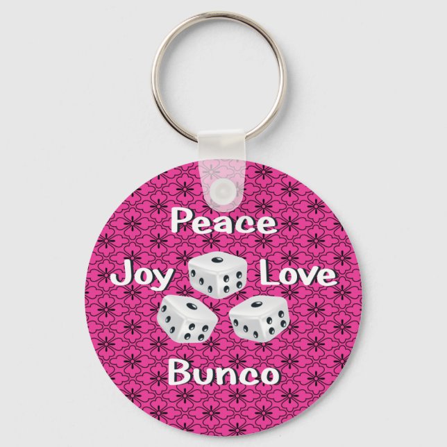 Porte-clés paix, joie, amour, bunco (Recto)