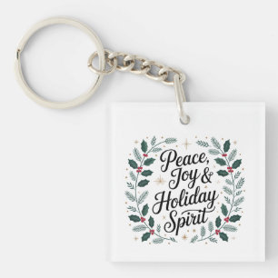 Porte-clés Paix, Joie et Esprit de Fêtes