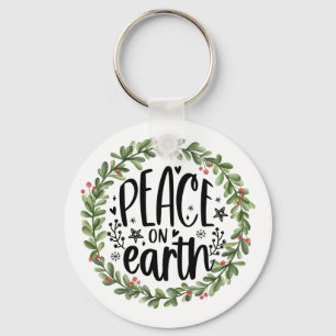 Porte-clés Paix sur Terre Watercolor Wreath