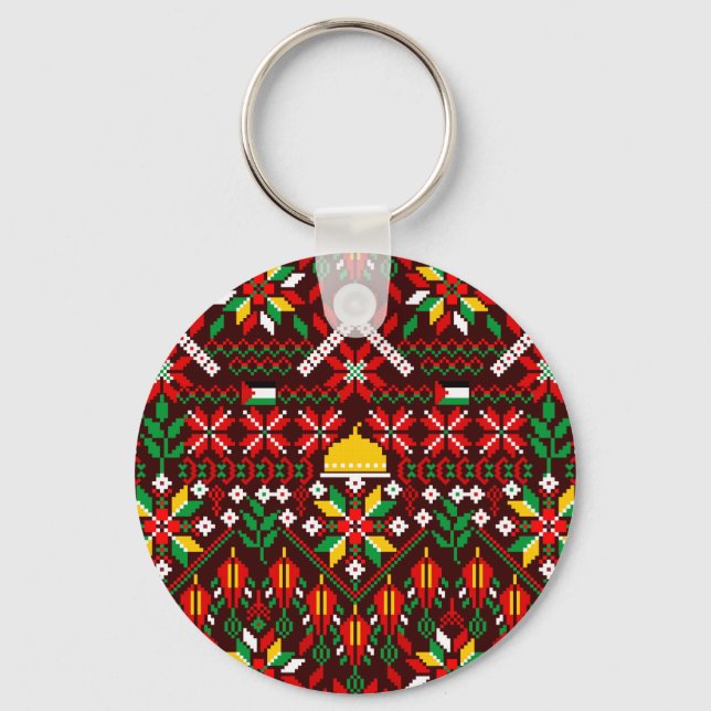 Porte-clés Palestine Tatreez Broderie traditionnelle (Recto)