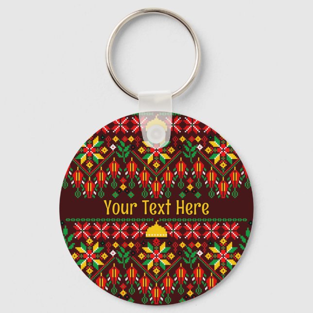 Porte-clés Palestine Tatreez Broderie traditionnelle (Recto)