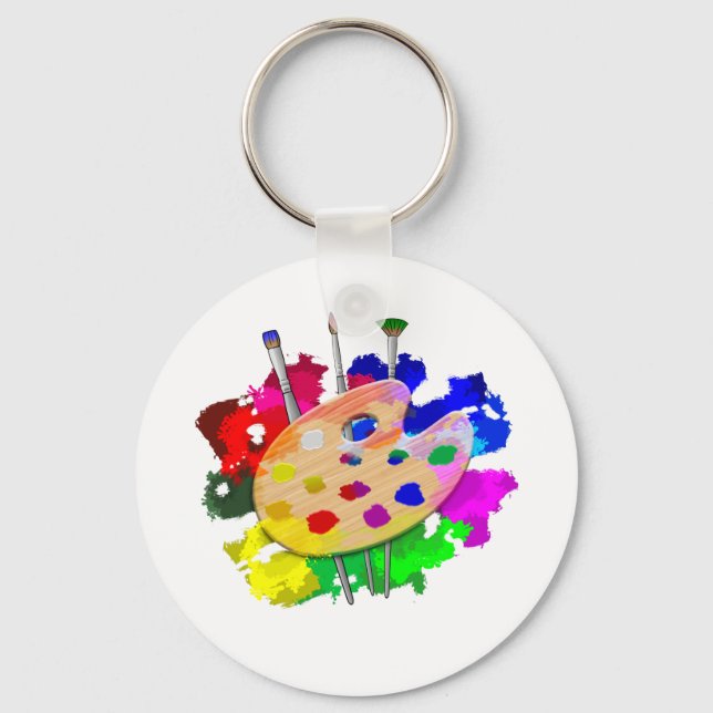 Porte-clés Palette Artiste Et Brosses (Recto)