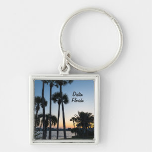 Porte-clés Palm Trees Sunrise Destin Floride Carré Porte - cl