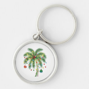 Porte-clés Palmier de Noël tropical avec lumières et ornam