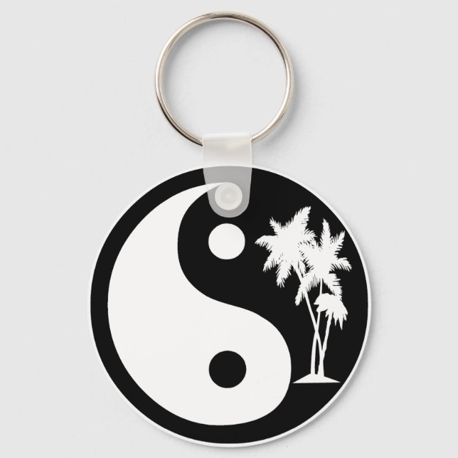 Porte-clés Palmier noir et blanc Yin Yang Porte - clé (Recto)