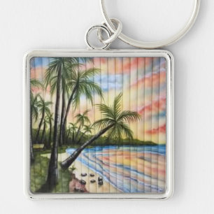 PORTE-CLÉS PALMIERS TROPICAUX AVEUGLES DE PLAGE