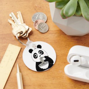 Porte-clés Panda Cute Manger Des nouilles Udon