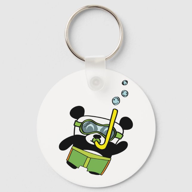 Porte-clés Panda de plongée avec lunettes et maillot de bain (Recto)