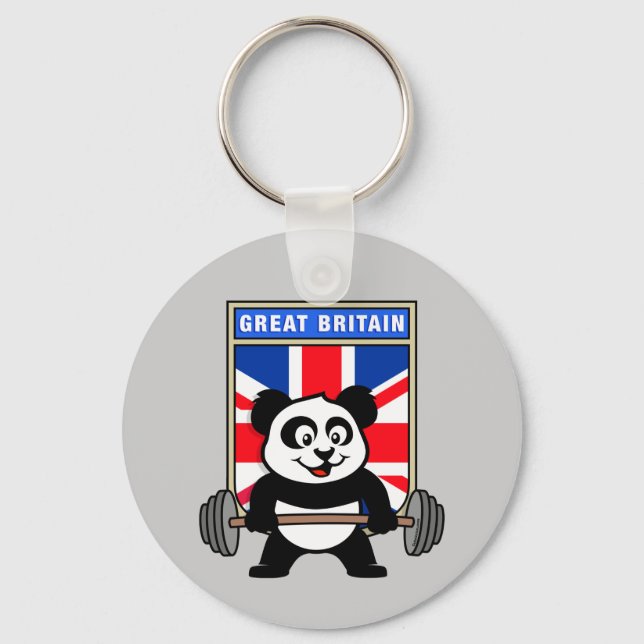 Porte-clés Panda d'haltérophilie britannique (Recto)