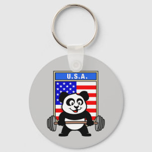 Porte-clés Panda d'haltérophilie des Etats-Unis