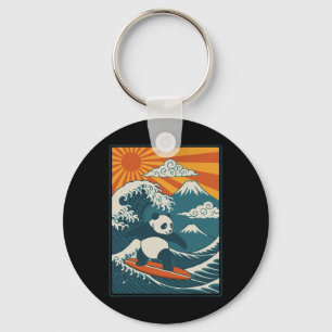 Porte-clés Panda faisant du surf japonais _4
