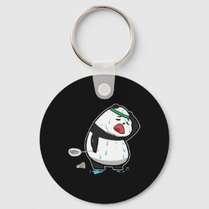 Porte-clés Panda Fatigué Drôle Jouer Badminton