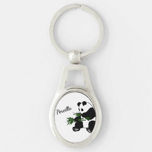 Porte-clés Panda géant mange nom bambou  