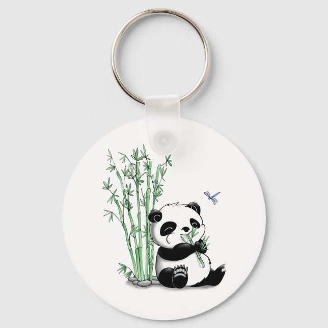 Porte-clés Panda mangeant du bambou (Recto)