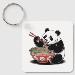Porte-clés Panda manger Ramen japonais Retro Ukiyo-e Style