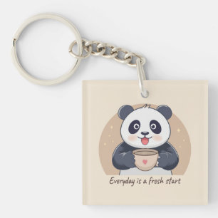 Porte-clés Panda Mignon avec Café