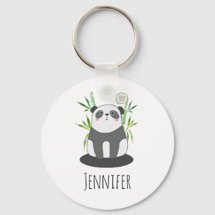 Porte-clés Panda noir et blanc mignonne en Bambou